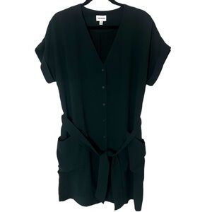 Frank And Oak GREEN Button Down Short Sleeve Mini Dress with Front Tie